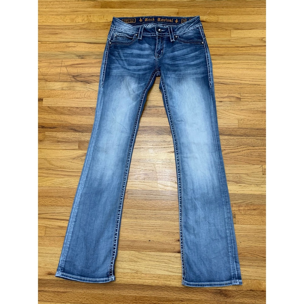 Rock Revival Adele Bootcut Jeans Medium Wash Embellished RJ8178B36 Size 29